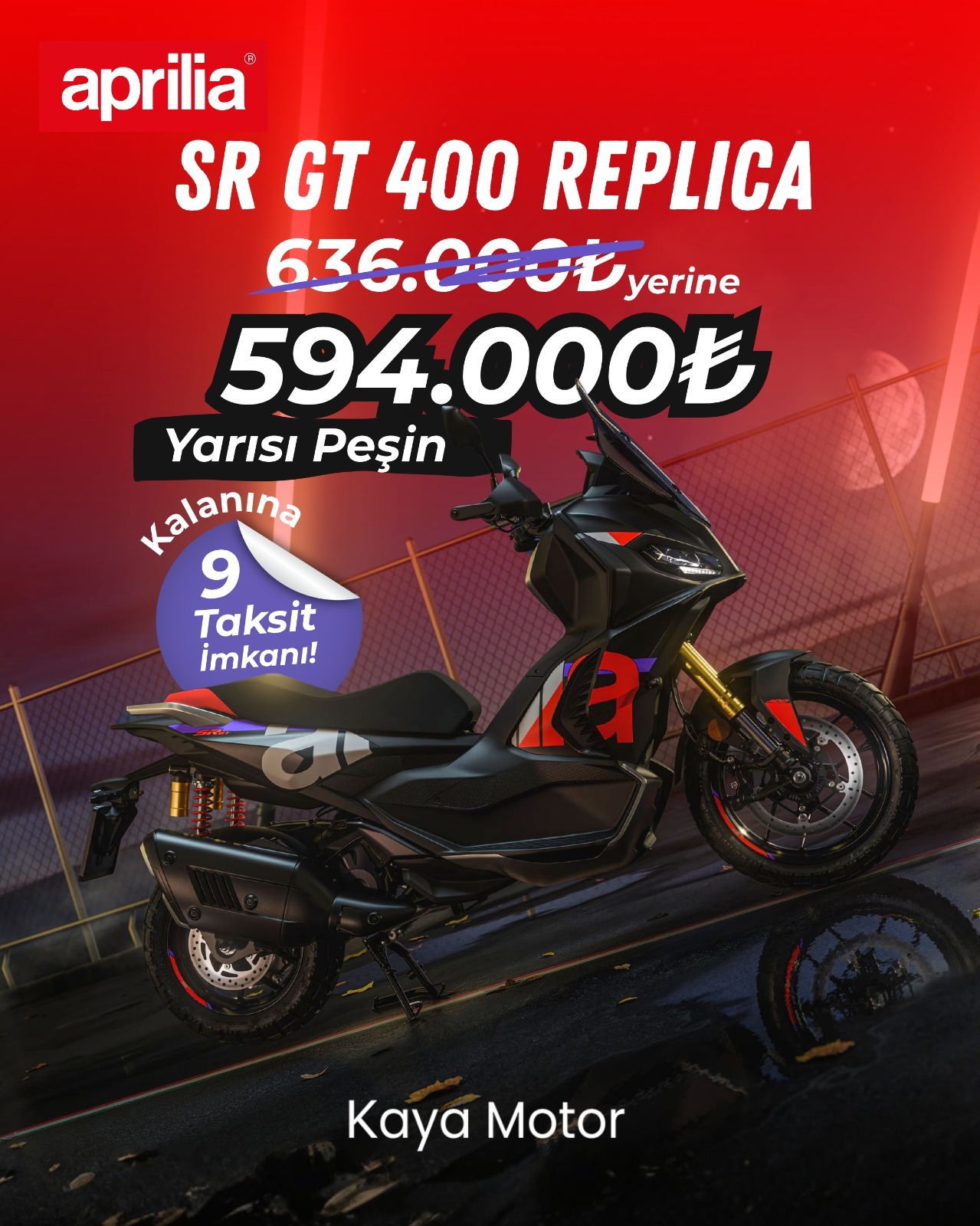 Aprilia SR GT 400 Replica 594.000 TL kampanyası